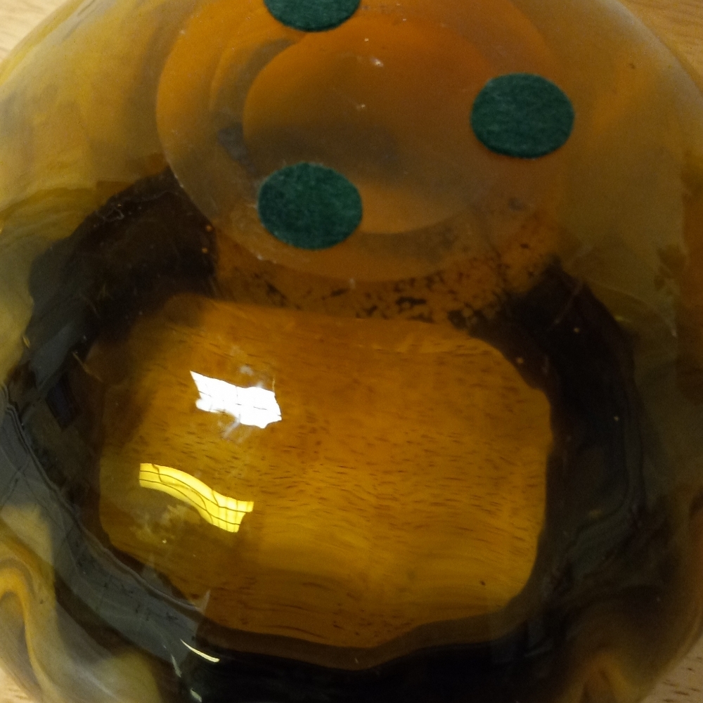 Lrg Ombre Olive Green to Gold Scandinavian Glass Bowl. - Picture 3 of 5